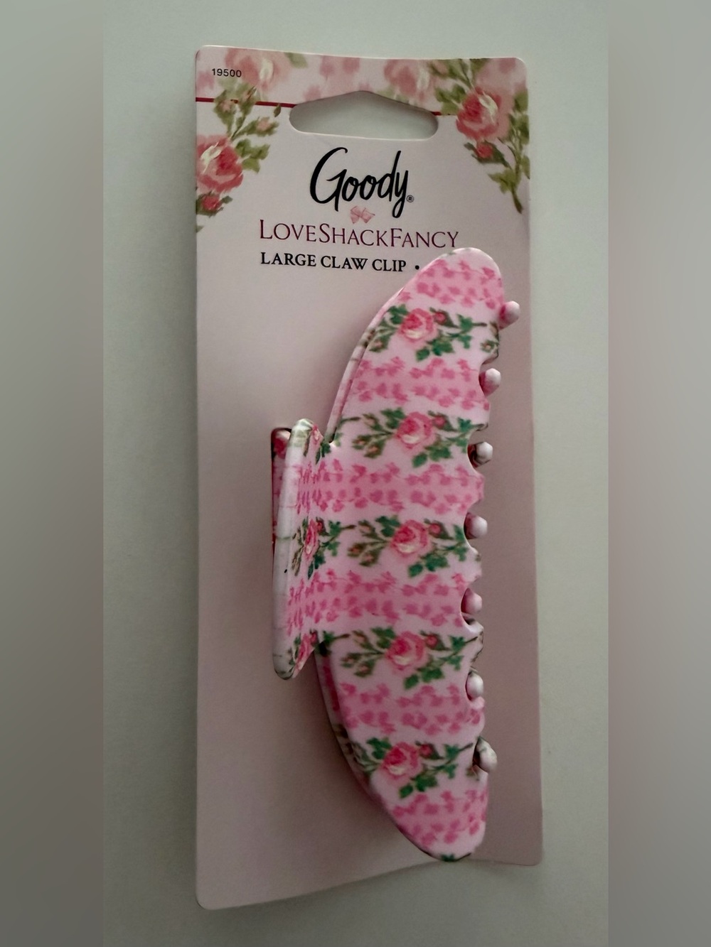 LoveShackFancy x Goody Strawberry Macaroon Pink Floral Large Claw Hair Clip
